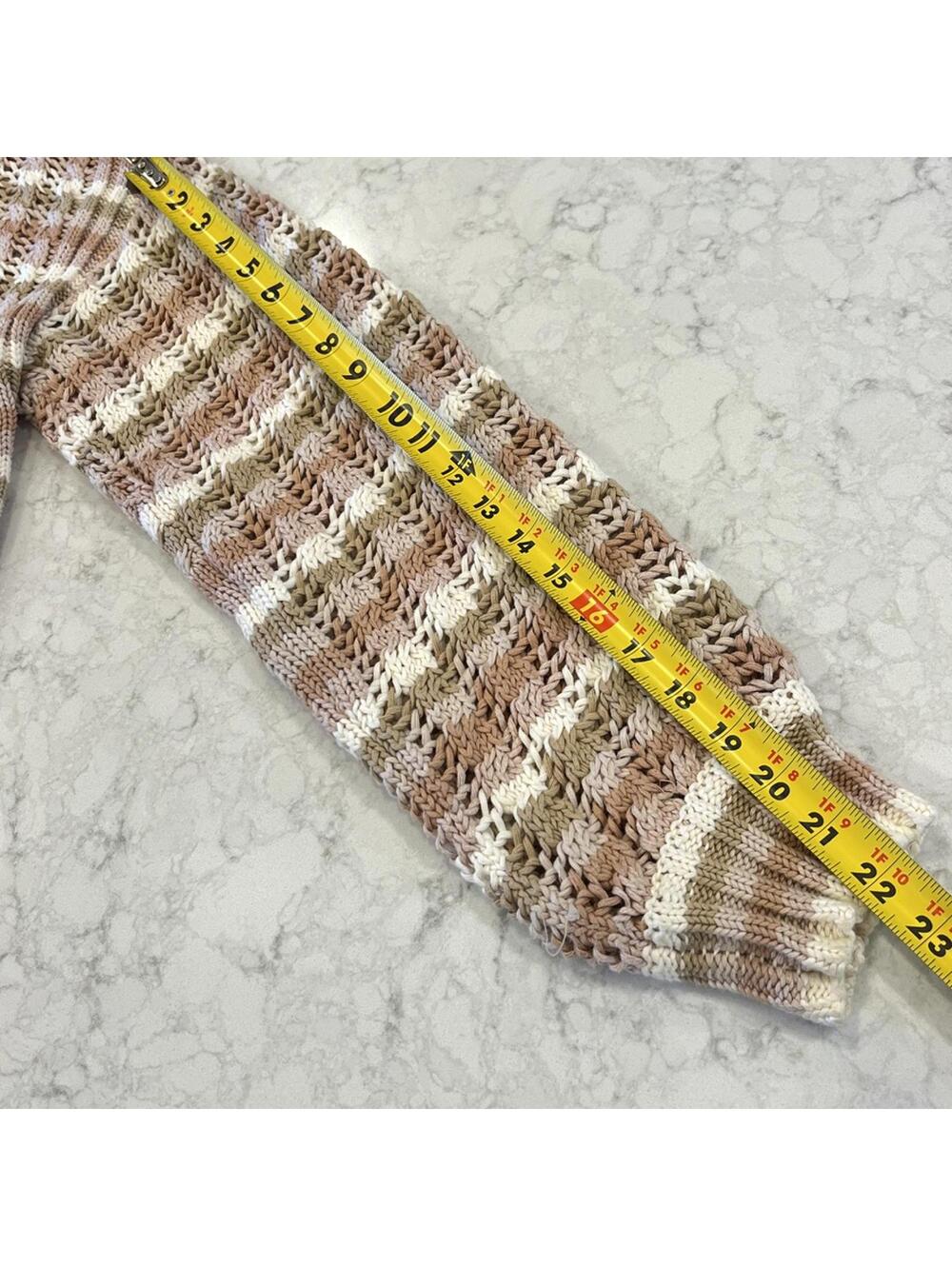 Anthropologie John & Jenn Juliana Striped Cable Knit Cardigan Medium Neutral - Picture 5 of 7